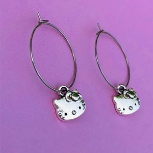 Hello kitty earrings cat lover silver mom girl